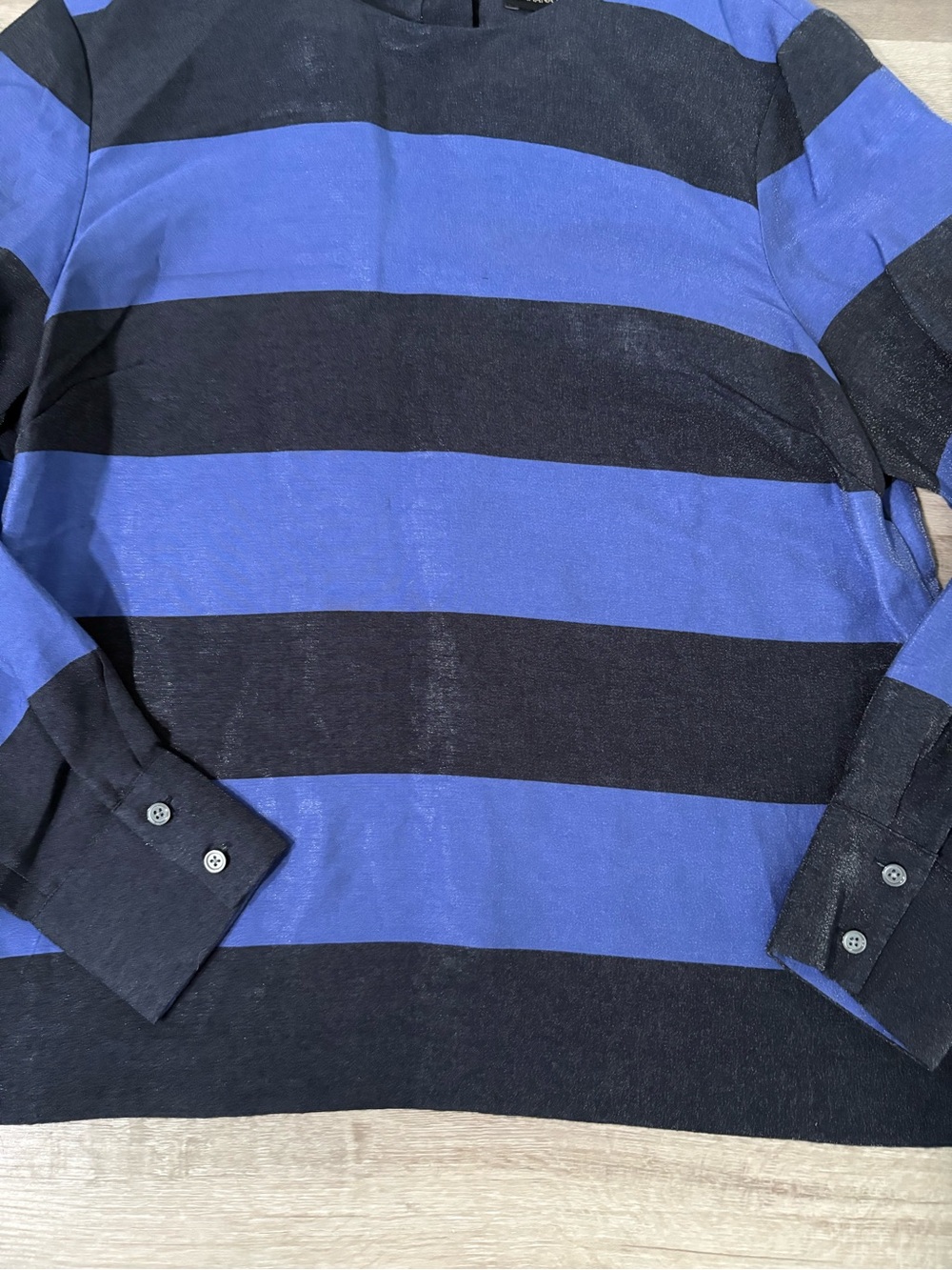 Banana Republic Long Sleeve Wide Stripe Shirt - Blue & Black - Picture 2 of 7